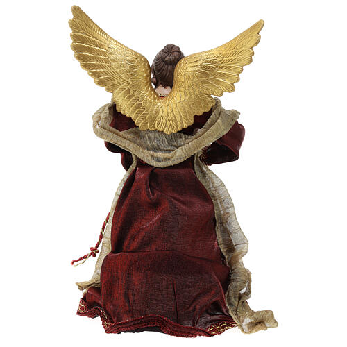 Christmas tree topper, red Angel, resin and fabric, 30 cm 6