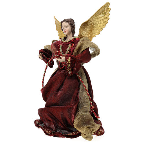 Cimier Ange résine et tissu robe rouge 30 cm 3