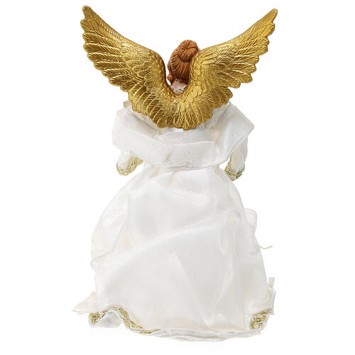 Christmas tree topper, white Angel, resin and fabric, 30 cm 5