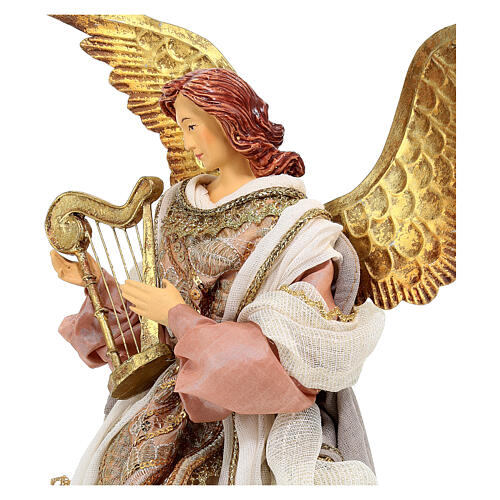 Engel mit Harfe und weißen und rosafarbenen Gewändern für Baumspitze, 40 cm 4