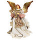 Angel-shaped Christmas tree topper with harp, white and pink dress, 40 cm s1