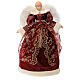 Angel-shaped topper, wings with feathers and red fabric dress, 18 in s1