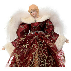 Christmas angel wings tip with feathers and red robes 45 cm