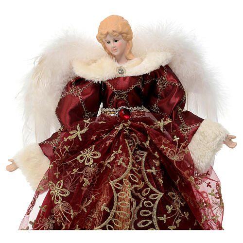 Christmas angel wings tip with feathers and red robes 45 cm 2