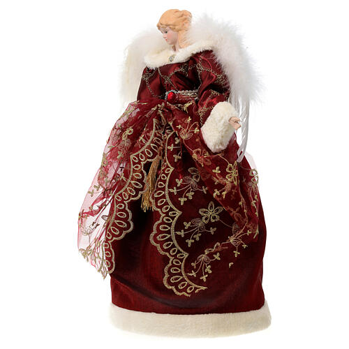 Christmas angel wings tip with feathers and red robes 45 cm 3