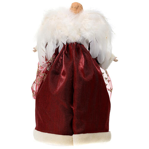 Christmas angel wings tip with feathers and red robes 45 cm 5