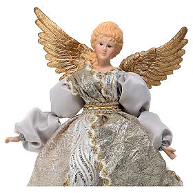 Ponteira anjo com roupa prateada 45 cm