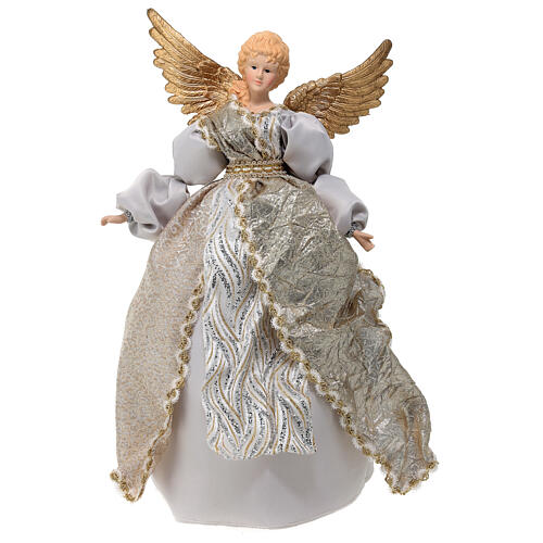 Ponteira anjo com roupa prateada 45 cm 1