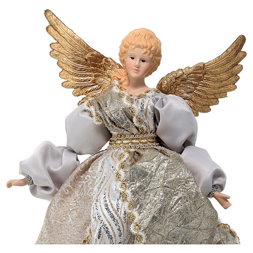 Ponteira anjo com roupa prateada 45 cm 2