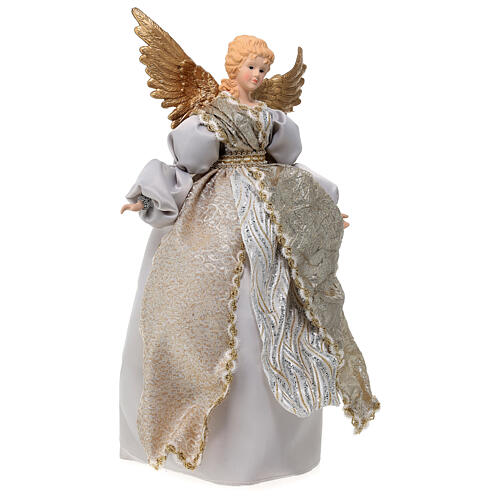 Ponteira anjo com roupa prateada 45 cm 4