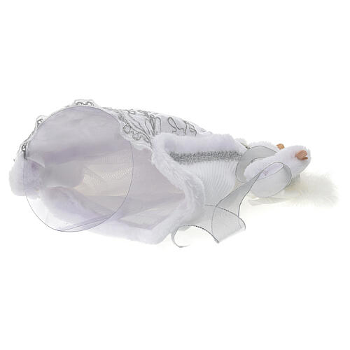 Angel-shaped topper, wings with feathers and white fabric dress, 18 in 6