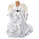 Angel-shaped topper, wings with feathers and white fabric dress, 18 in s1