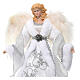 Angel-shaped topper, wings with feathers and white fabric dress, 18 in s2