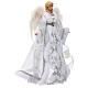 Angel-shaped topper, wings with feathers and white fabric dress, 18 in s4