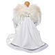 Angel-shaped topper, wings with feathers and white fabric dress, 18 in s5