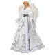 Ponteira anjo com asas de penas e roupa branca 45 cm s3