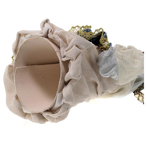 Blue angel with guitare, Christmas tree topper, resin and fabric, 35 cm 6