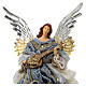 Anjo azul com violão ponteira para árvore de Natal resina e tecido 35 cm s2