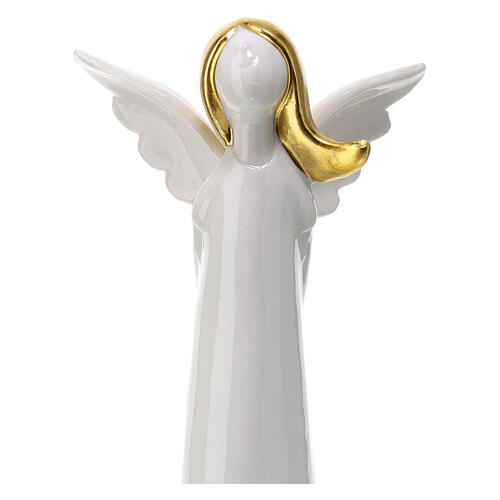 Anioł stylizowany porcelana biała h 20 cm 3