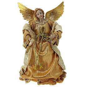 Christmas tree topper, angel with golden dress, 25 cm