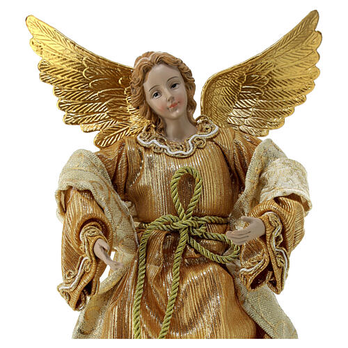 Christmas tree topper, angel with golden dress, 25 cm 2