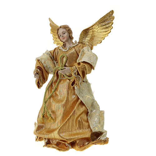 Christmas tree topper, angel with golden dress, 25 cm 3