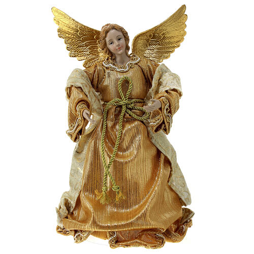 Cimier sapin Noël ange avec robe dorée 25 cm 1
