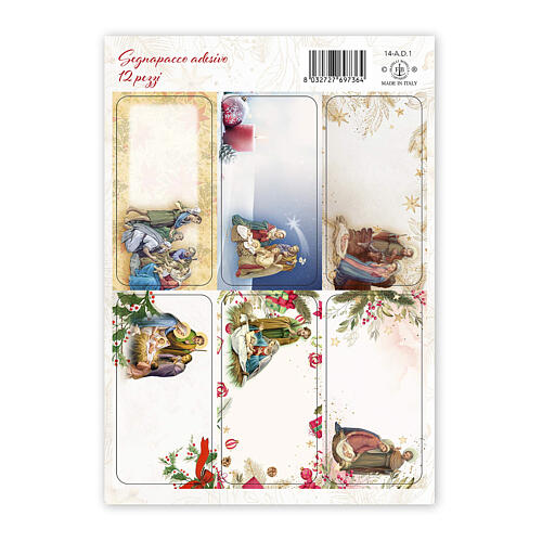 Decorated stickers for Christmas gifts, set of 12, 1.5x3 in 3