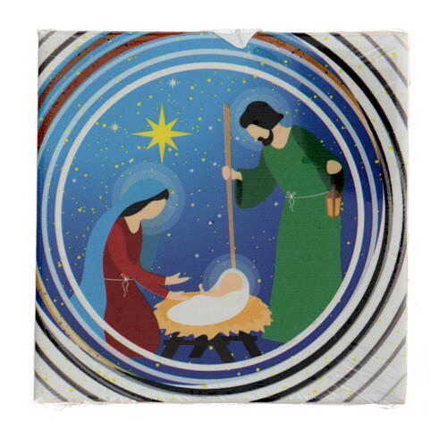Ceramic tile with Nativity in concentric circles 6x6x1 in 1