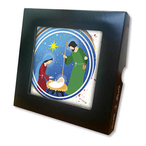 Ceramic tile with Nativity in concentric circles 6x6x1 in 2