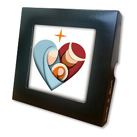 Ceramic tile with heart-shaped Nativity 6x6x1 in
