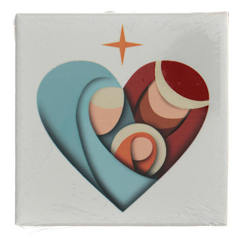 Ceramic tile with heart-shaped Nativity 6x6x1 in 1