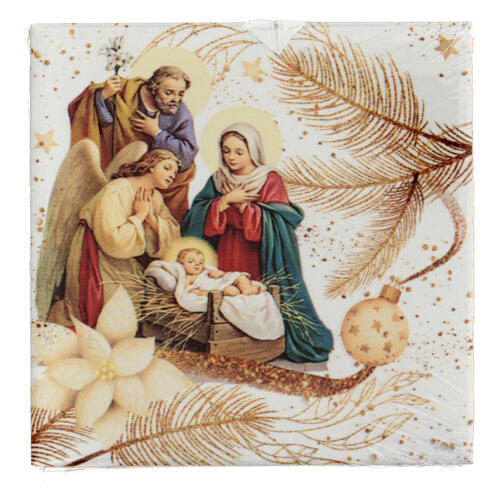 Azulejo de Natal cerâmica Natividade com anjo 15x15x5 cm 1