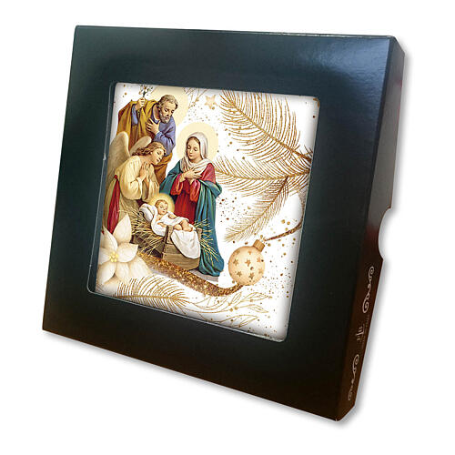 Ceramic tile Holy Family with angel 15x15x5 cm 2
