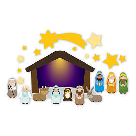 Nativity Scene stickers, cartoon style, 2.5 in