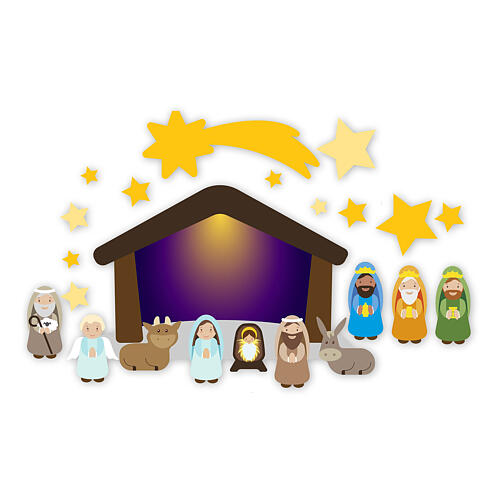 Nativity Scene stickers, cartoon style, 2.5 in 1