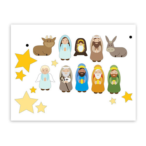 Nativity Scene stickers, cartoon style, 2.5 in 2
