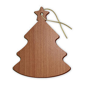 Nativity tree ornament with angels wood 10x10 cm