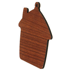 House-shaped wooden ornament with Nativity 4x4 in