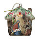 House-shaped wooden ornament with Adoration of the Shepherds 4x4 in s1
