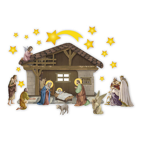 Complete Nativity scene sticker set 30x25 cm 1