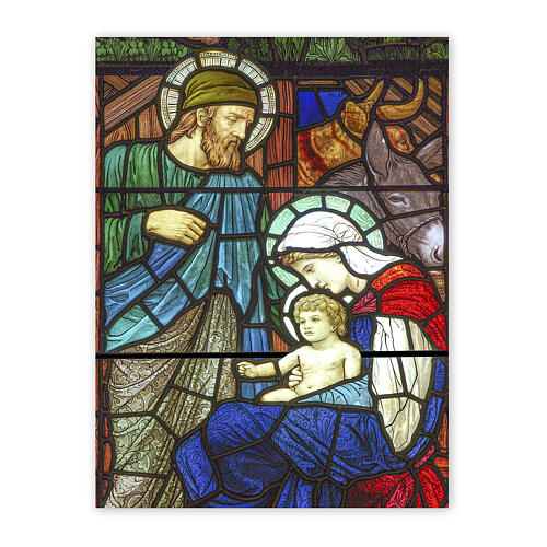 Nativity scene sticker on gothic stained glass removable 40x30 cm 1