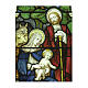 Autocollant amovible Nativité boeuf et âne vitrail gothique 40x30 cm s1