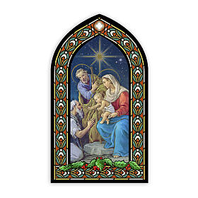 Stained glass sticker with Nativity and golden star 20x10 in