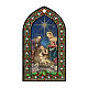 Autocollant amovible Nativité et St Jean Enfant vitrail ogive en arc brisé 50x30 cm s1