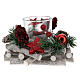 Portavela 5 cm navideño madera hojas rojo 12x8 cm s3