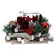 Bougeoir de Noël 5 cm bois et décorations rouges 12x8 cm s1