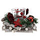 Bougeoir de Noël 5 cm bois et décorations rouges 12x8 cm s3