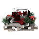 Christmas candle holder 5 cm wood red leaves 12x8cm s1