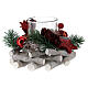 Christmas candle holder 5 cm wood red leaves 12x8cm s4